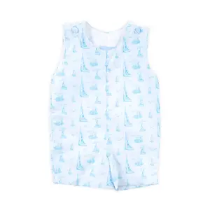 Nautical Blue Sailboat Jon Jon - Sweet Seaside Outfit for Little Boys