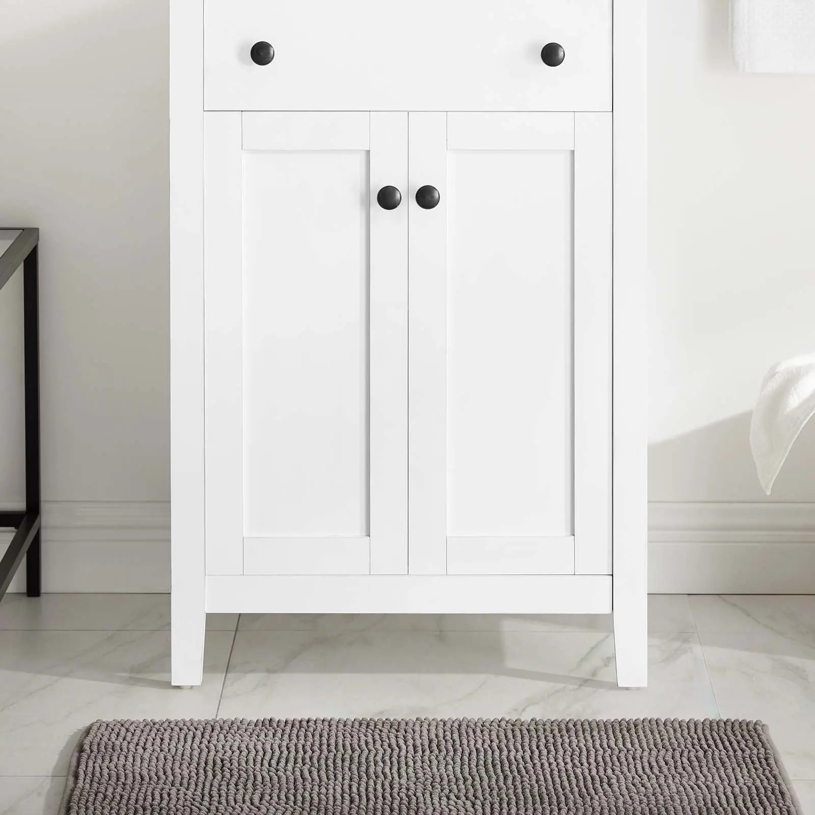 Modway Nantucket 24" White Sturdy Wood Modern Storage Bathroom Floor Cabinet - Sink Basin Not Included, Assembly Required