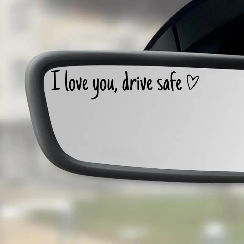 4pcs (black+white) I Love You Drive Safe Car Mirror Sticker, Car Rearview Mirror Decorative Sticker, Vinyl Decal, Car Accessories for Women