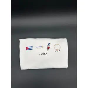 Cuba Embroidered Sweatshirt La Bandera, Pan Cubano, Cuban Trogon, and Azabache Symbols for Cuba Crewneck