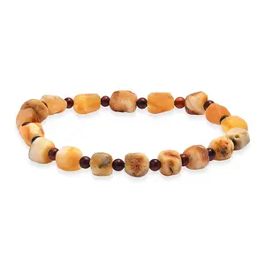 Caramel Amber 30.00 ctw Beaded Stretch Bracelet