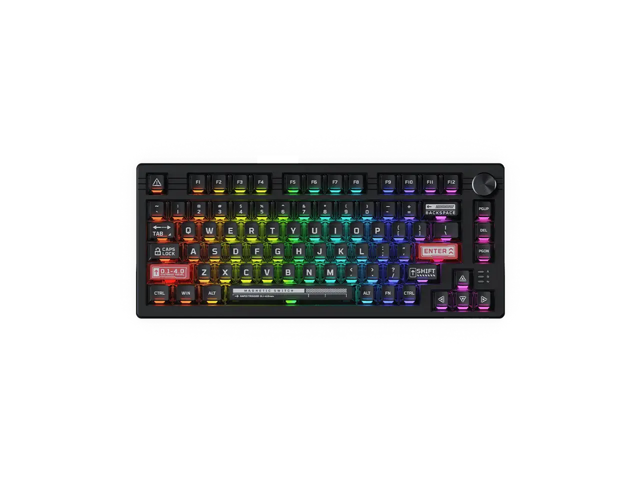 DAREU EK75RT Rapid Trigger Wired Gaming Keyboard, Hall Effect Magnetic Switch Mechanical Keyboard, Adjustable Actuation, 75% TKL with Knob, Magnetic Sensing RGB Backlit, Translucent Keycaps