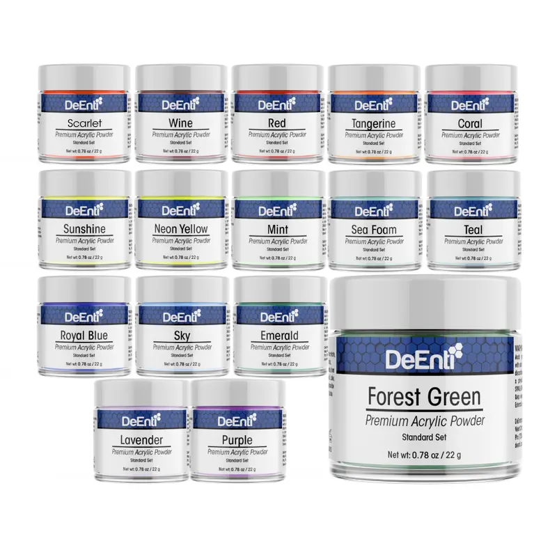 DeEnti 0.78 oz Vibrant Professional Acrylic Nail Powder Salon Quality Non-Yellowing Self-Leveling Standard Set Formula for Manicure Nail Art & Fake Nails Professional