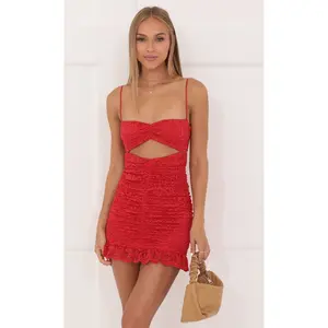 Lace Bodycon Dress in Red