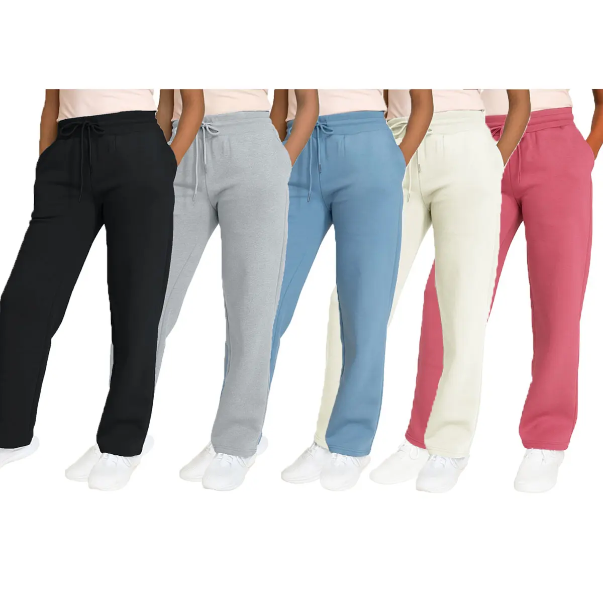 Women's Multi Pack Heavyweight Wide Leg Loose-Fit Fleece Sweatpants (S-2XL) Women's Multi Pack Heavyweight Wide Leg Loose-Fit Fleece Sweatpants (S-2XL)
