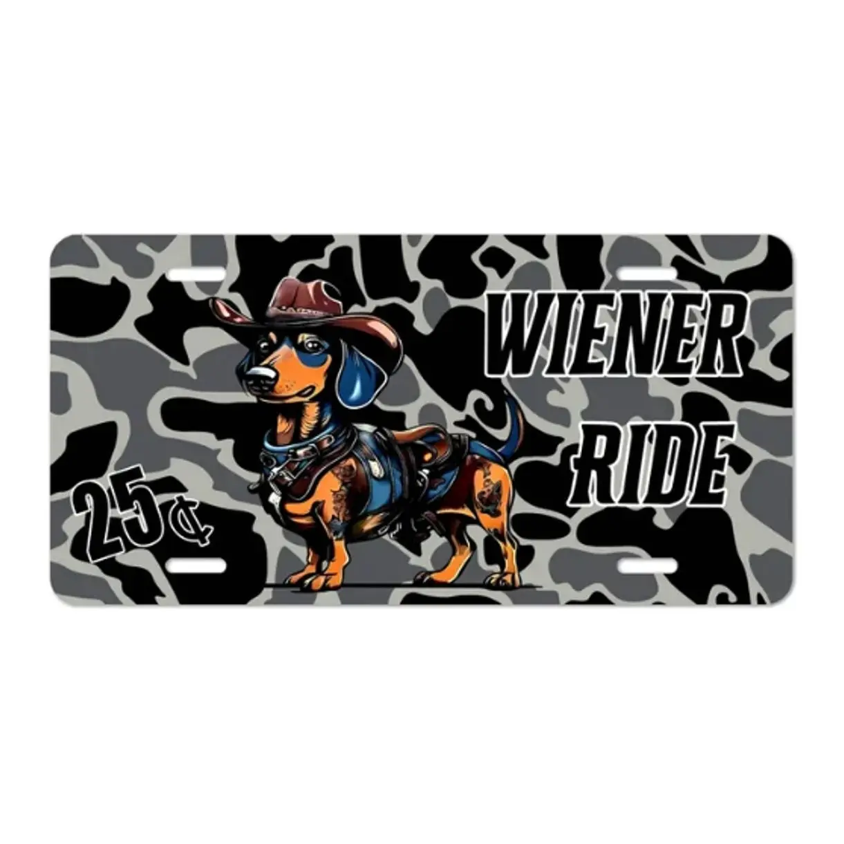 Custom Vibrant Camo Wiener Ride License Plate - 12"x6" Lightweight Aluminum Vanity Plate for Car, Truck Exterior Accessory, Pre-Drilled Holes, Easy Installation