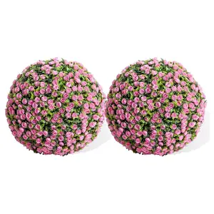 Artificial Topiary Balls Set of 2-Flower Topiary Balls Decorative Balls for Outdoor and Indoor-Wedding Decoration-A Fruit Hanging Plants