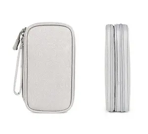Travel Essentials for Men Women, Electronics Organizer Pouch Bag for Tech Accessories/Charger & Cords/Cables/Magic Mouse (Small, Light Gray)