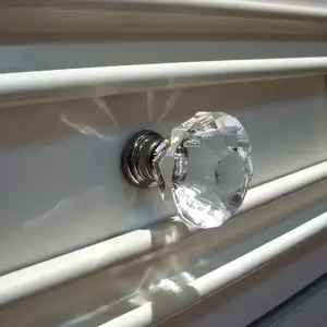 5pcs Artificial Crystal Glass Door Handles, Single Hole Cabinet Door Furniture Accessories, Small Handles for Wardrobe, Shoe Cabinet, Wine Cabinet, Doorknob for wine cabinets, Doorknob for wardrobes