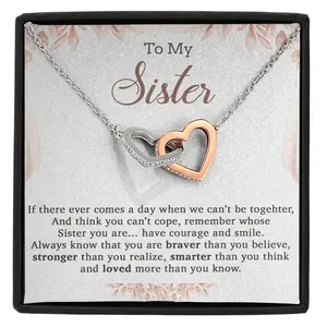 To My Sister Necklace Gift , Brother to Sister, Birthday gift For Sister from Brother Graduation Birthday Heart Pendant Necklaces