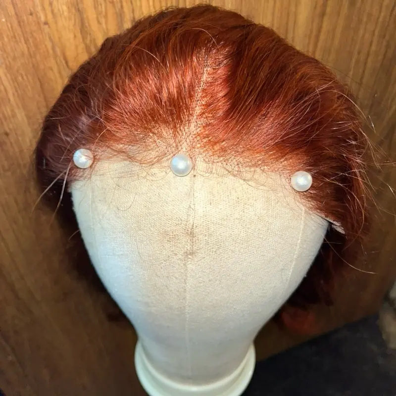 7x5 100% Human Hair Pre-Plucked Pre-Bleached Closure Glueless Wig Ginger Color 16 Inches Not Customized