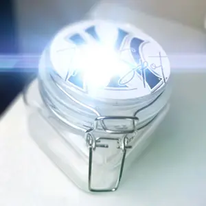 Epoxy Glass Custom Logo Storage Jar with Secure Clamp Lid for Personalized Storage Solutions