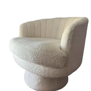 Abello Modern Cozy Lambswool Accent Chair with Comfy Round Armchair, Neutral Color, Modern Design, Comfortable Style