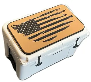 YETI Cooler Pad with Torn American Flag Logo Rust/Black Mat for YETI Tundra Cooler Lid Easy Peel & Stick Application 3M Adhesive Camping Accessories