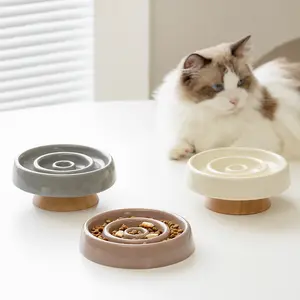 Ceramic slow food pet bowl, maze design anti choking cat and dog plate, raised neck support anti spill food bowl, bowl that can use both grain and water
