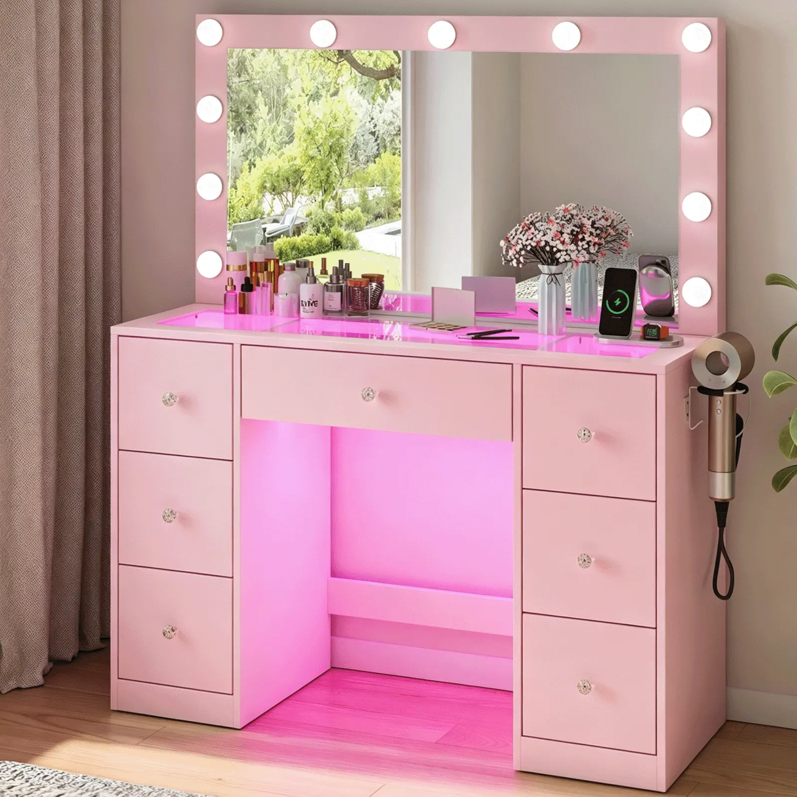 Pink LED strip light