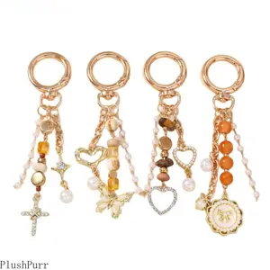 2026 New Beaded Keychain/Bag Charm — Featuring Round, Cross, Butterfly, and Heart Pendants; A Stylish Accessory