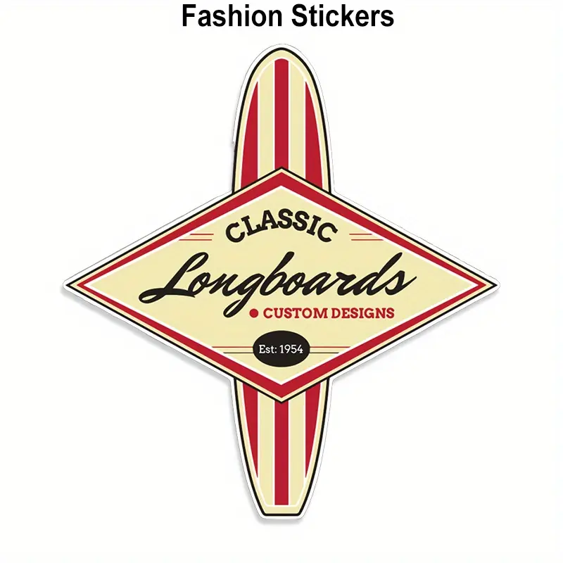 Classic Long Board Surfboard Car Sticker Car Decal Suitable for Laptops, Bottles, Trucks, Mobile Phones, Macbooks, Motorcycles, Vans, SUVs, Vehicles, Paint Surfaces, Windows, Wall Cups, Fishing Boats, Skateboards, Stickers, Car Accessories Stickers