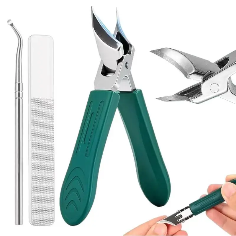 3-Piece GreenEagle Beak Nail Clipper Set: cuts thick nails,lifts ingrown nails, files nails. Stainless steel,durable, fit for home/travel!