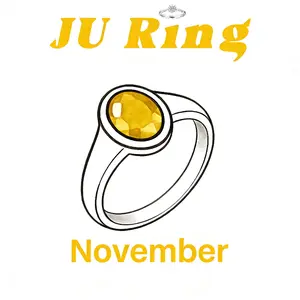 #70 F1  (November) 925 Sterling Silver Natural Gemstone Adjustable Ring Gifts for Women Citrine Nov.