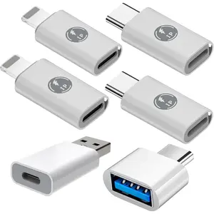 (6Pack Adapter for iPhone Female to Type C Male,USB C to USB 3.0 OTG Adapter,2 Type C Female to iPhone Male Compatible with iPhone 15 14 13 12Pro Max Plus,Samsung Galaxy,Laptop,PC