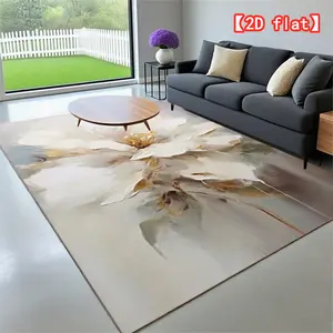 2D flat   Oil painting photography of white flowers   Home decor, large anti-slip soft cushion for living room, machine-washable dining room bedroom office rug