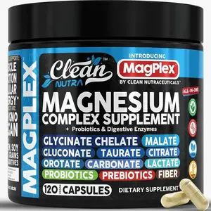 Clean Nutra Magnesium Complex Supplement with Glycinate, Chelate, Malate, Gluconate, Citrate, Carbonate, Lactate & More for Digestive Health & Immune Support Capsules – MagPlex
