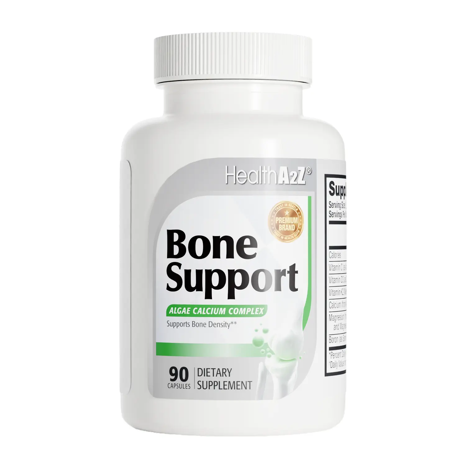 HealthA2Z Bone Support - 90 Capsules - Algae Calcium Complex - Support Bone Density