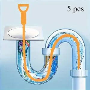 5pcs Powerful 19.6 Inch Drain Clog Remover Tool - Easily Unclog Your Shower, Kitchen Sink, and Bath Tub - Instantly Clear Blockages and Save Time and Money