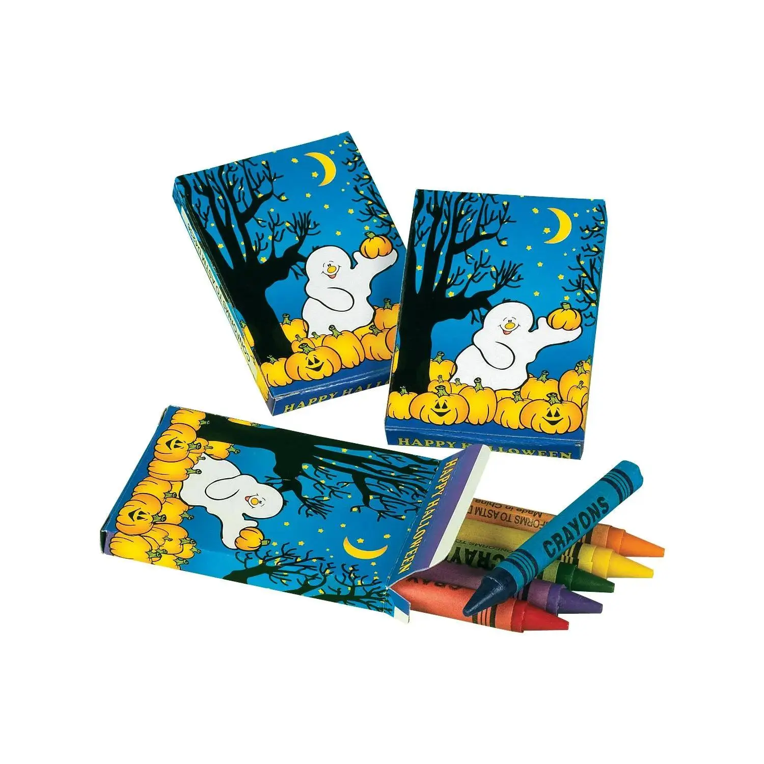 2 3/4" 6-Color Ghost Pumpkin Patch Halloween Crayons - 24 Boxes