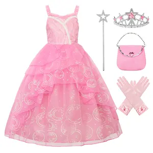 Good Witch Costume Girls Glinda  Kids Wicked Cosplay Outfits with Accessories for Birthday Halloween 4-10Y Princess Dress Up Set