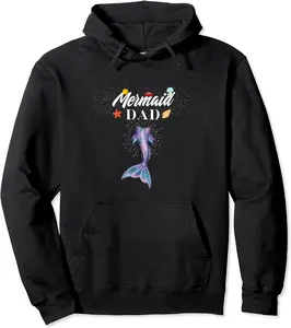 Mermaid Daddy Tail MerDad Birthday Merman Papa Father's Day Pullover Hoodie - Elizabethmc Shop 69B09X6188SP