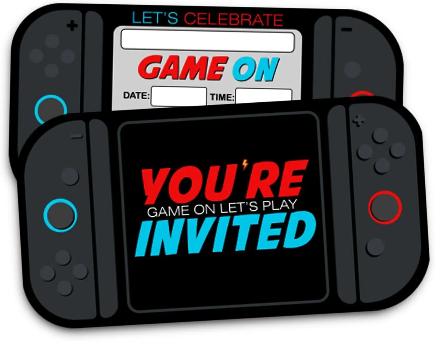 Video Games Birthday Party Invitation for Boys, Black and Gray, 30 Cards With 30 Envelopes, 5x7 Inches.