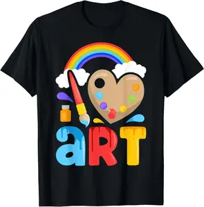 100% cotton Unisex I Love Art Artist Painter Colorful Painting Gifts T-Shirt