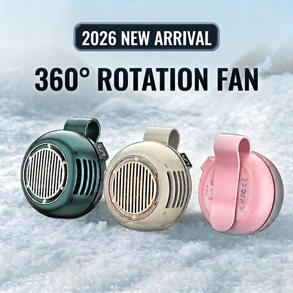 2026 Upgraded Portable Silent Mini Blade-less Clip-On Fan with LED Display—compact and portable, clips onto a shirt or belt; 5-speed suspended cyclone fan with a 1000mAh battery; ideal for outdoor use, travel, and the office