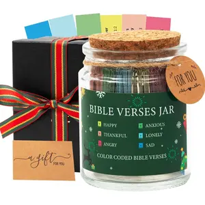 Bible Verse Jar - Christian Inspirational Religious Artifact, Wisdom Gift for Men Women, Prayer Scripture Hope Holy Jar for Christmas Baptism Catholic Communion
