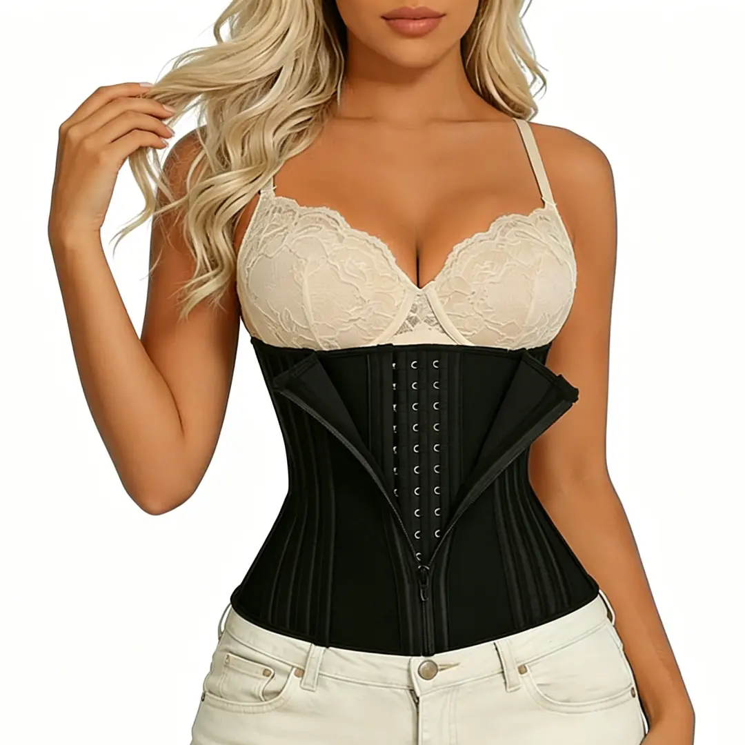 Underbust Body Shaper for Women, High Compression Tummy Control Bodysuit with Adjustable Zipper & Hooks, Elastic Fabric with Anti-Roll Support, Elegant