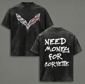 NEED MONEY FOR CORVETTE TEE Super cool T-shirt Casual，Grunge Graphic Album T-Shir，good graphic tees Crewneck Menswear