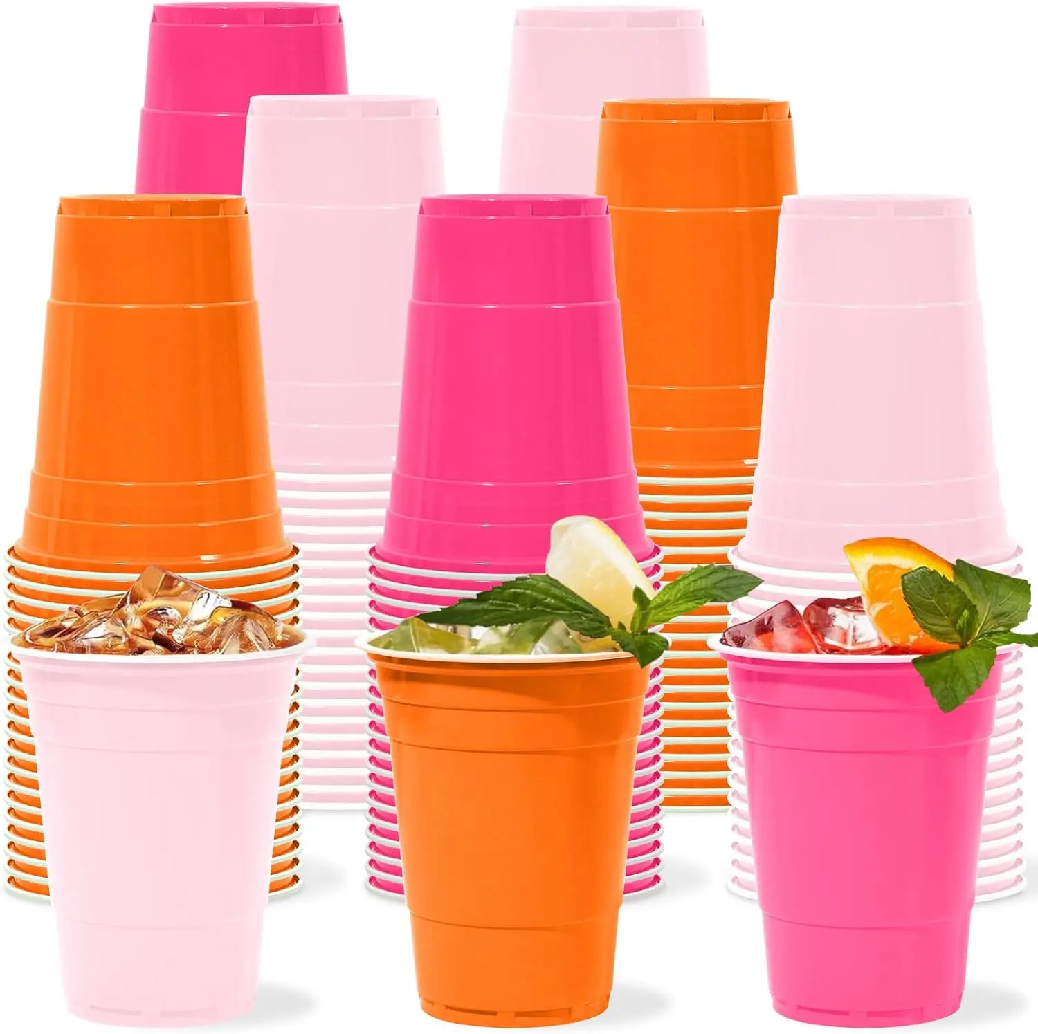 96Pcs Pink and Orange Plastic Cups Party Supplies Light Hot Pink Orange Plastic Cup 12oz Disposable Cups for Wedding Birthday Bridal Baby Shower Summer Bachelorette Party Decor Favor,back to school,back to school haul
