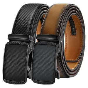 Premium Belts for Men 2 Pack - Men’s Adjustable Leather Ratchet Belt Easy Release - Formal & Casual, Men’s Gift / Father’s Gift with Gift Box, Cut to Fit