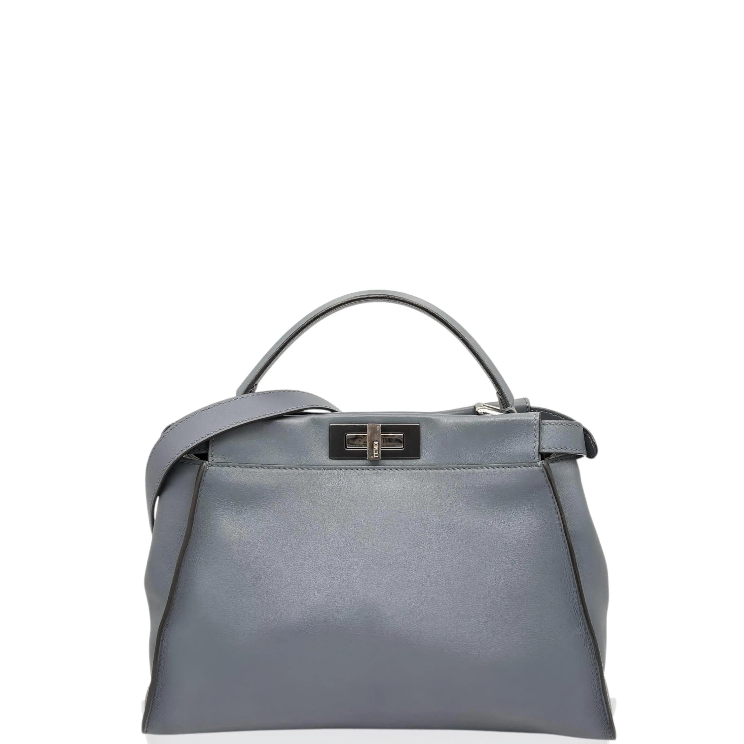 Pre-owned FENDI Leather tote bags Peekaboo Iconic Medium Calfskin Blue (ws010626g6)