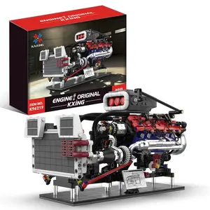 American Mechanical Boost V8 Engine Building Set 1151pcs, Electric Technological Model with Moving Parts, Stem Education Toy for Adults