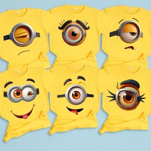 [FREESHIP] Minions Face Family Shirt, Minions Teams T Shirt, Minions Couple Shirt, Y2K Streetwear T-Shirt, Unisex Crew Neck, Vintage Hip-Hop Sports Graphic, Casual Cotton Fit, Soft Comfortable Short Sleeve, Teen & Adu