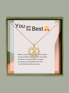 Heart Shaped Pendant Necklace with Box, Rhinestone Decor Necklace for Women for Gift, Elegant All-match Fashion Accessories for Daily Wear