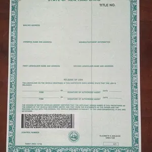 Vehicle Title Paper Vehicle Title Paper