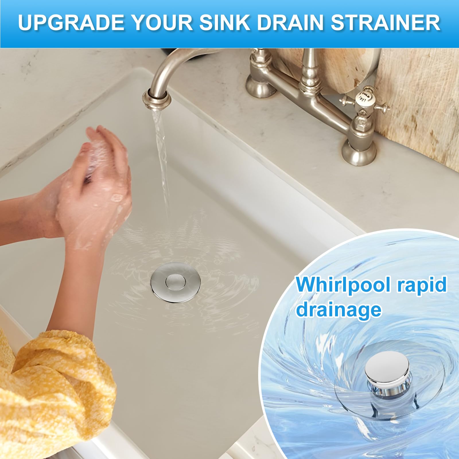 Floor drain,2 pcs Pop-Up Bathroom Sink Drain Strainer, Stainless Steel Hair Catcher Basket with Brass Drain Plug, Universal Fit for US Bathroom Sinks, Bathtubs, Showers & Floor Drains summerwins