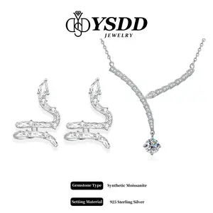 【#511 Medusa】Bold Sepertine Earrings and Necklace in 1CT Synthetic Moissanite Jewelry in 925 Sterling Silver