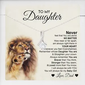 To My Beautiful Daughter - Never Feel That You Are Alone - Message Cards Jewellery, Gift For Girls From Mum Dad Necklace Gift Idea Birthday Gift, Wedding Gift Jewellery For Daughters Christmas Gift