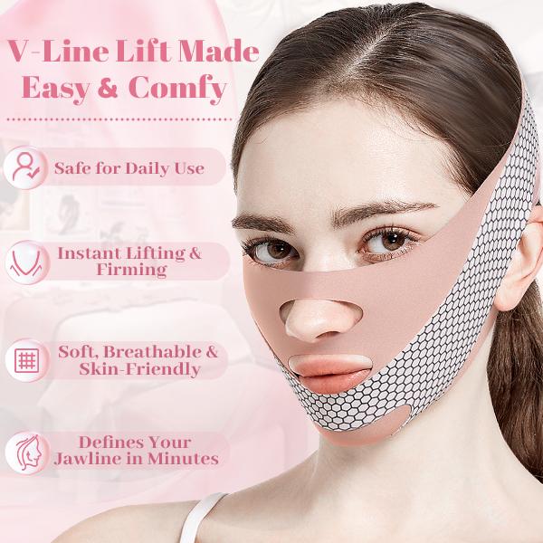 Adjustable V Line Sleep Strap: Prevents Mouth Breathing & Tightens Jawline – Overnight Face Slimming Mask for Contouring and Nasal Breathing Support（ From chin to the top of the head: 23-26.5 inches）