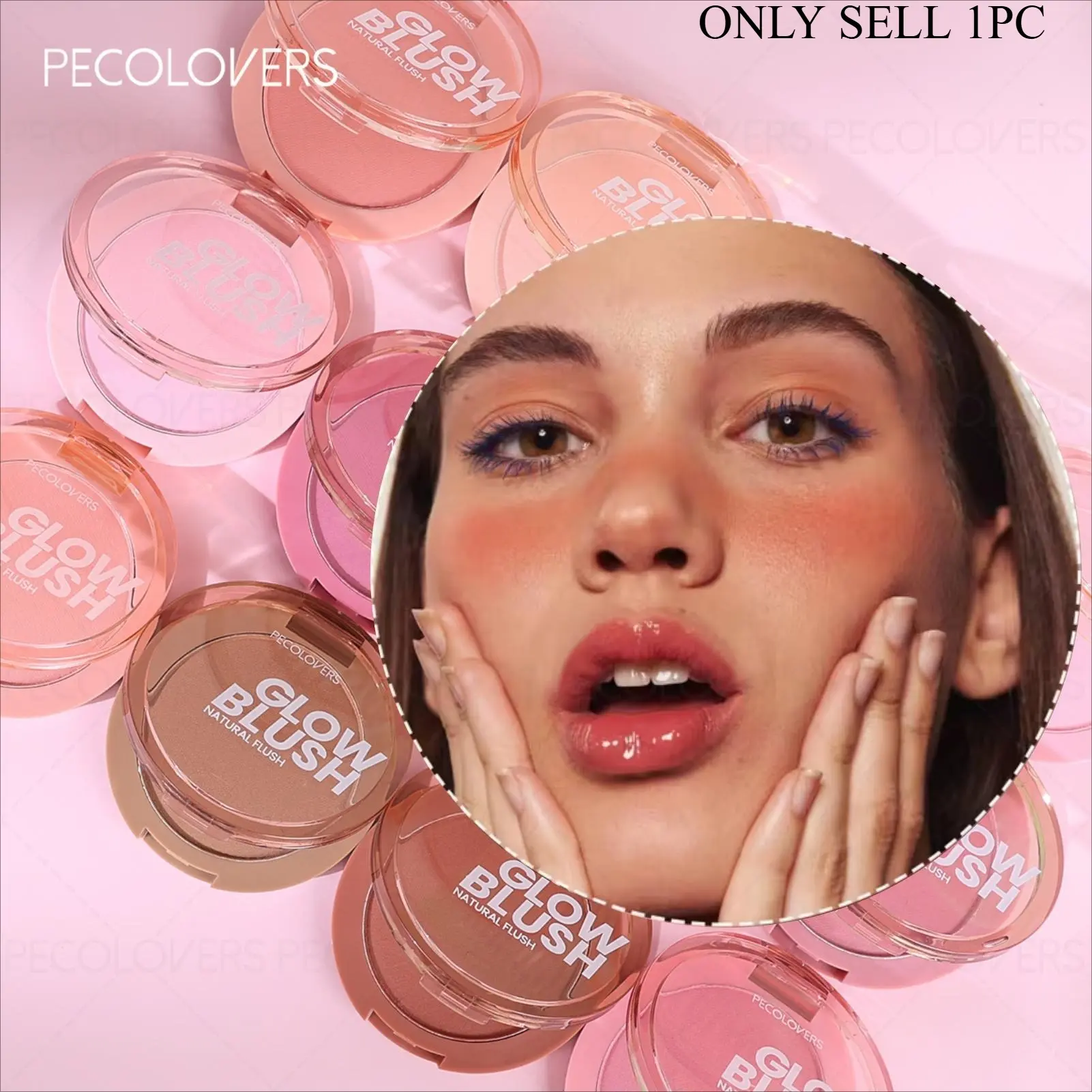 1PC Satin-finish Shimmer Blush, Peach-pink Moisturize Cream Blush Highlighter Contour Stick. Smooth Waterproof, Instant Makeup for Any Crowd to Enhance The Complexion and Make The Skin Look Flawless. Ideal Gift for Girl, Women, Beginner